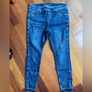 Justice Girls distressed Jean Leggings, Stretch, Size 18 Plus, GUC